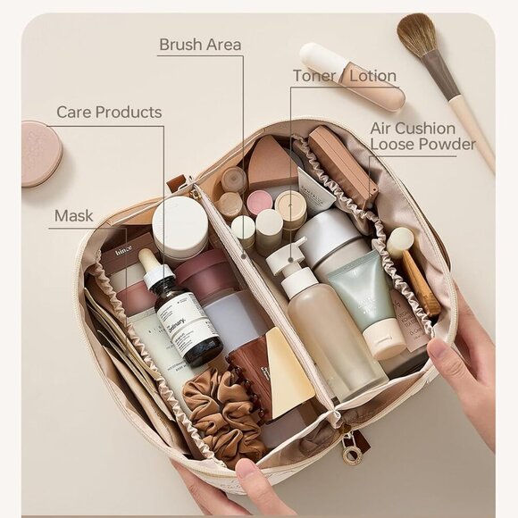 Travel Makeup Bag, Large Capacity Cosmetic Bags for Women, Waterproof Portable P - Picture 2 of 8